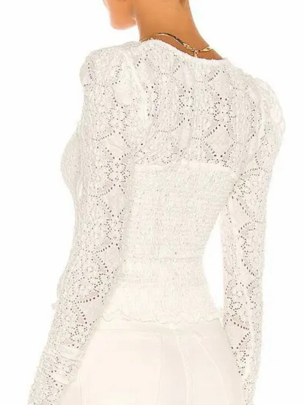 Free People Convection In White Long Sleeve Peasant Style Lace Size Small